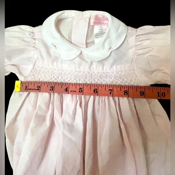 Petit Ami Smock Pink Baby Romper - Picture 6 of 9